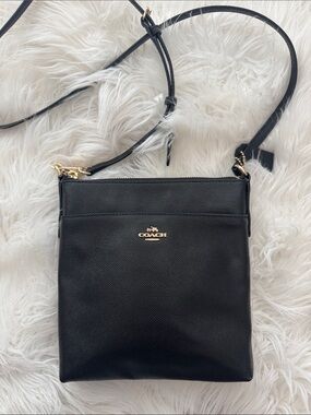 Coach Black Pebbled Leather Crossbody with Gold Logo